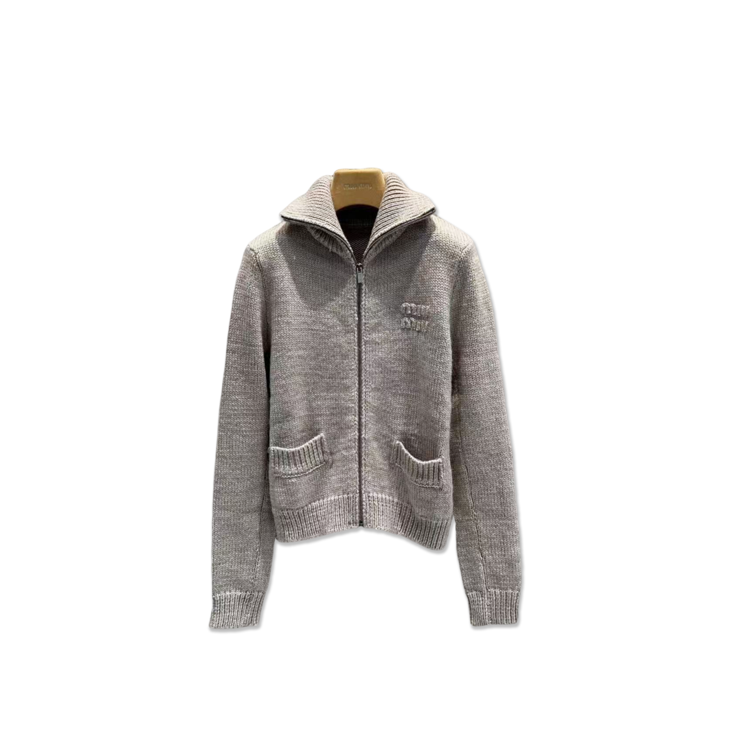 MIU MIU ZIPPER KNIT CARDIGAN